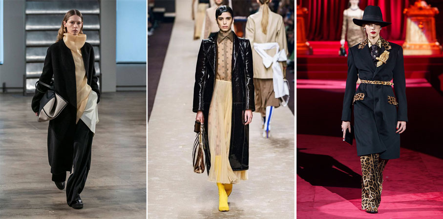 fashion look с черным пальто